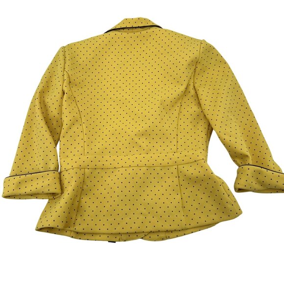 Ks Collection Yellow Polka Dot Peplum Jacket Size 8 Polyester Button-Front - Picture 6 of 6